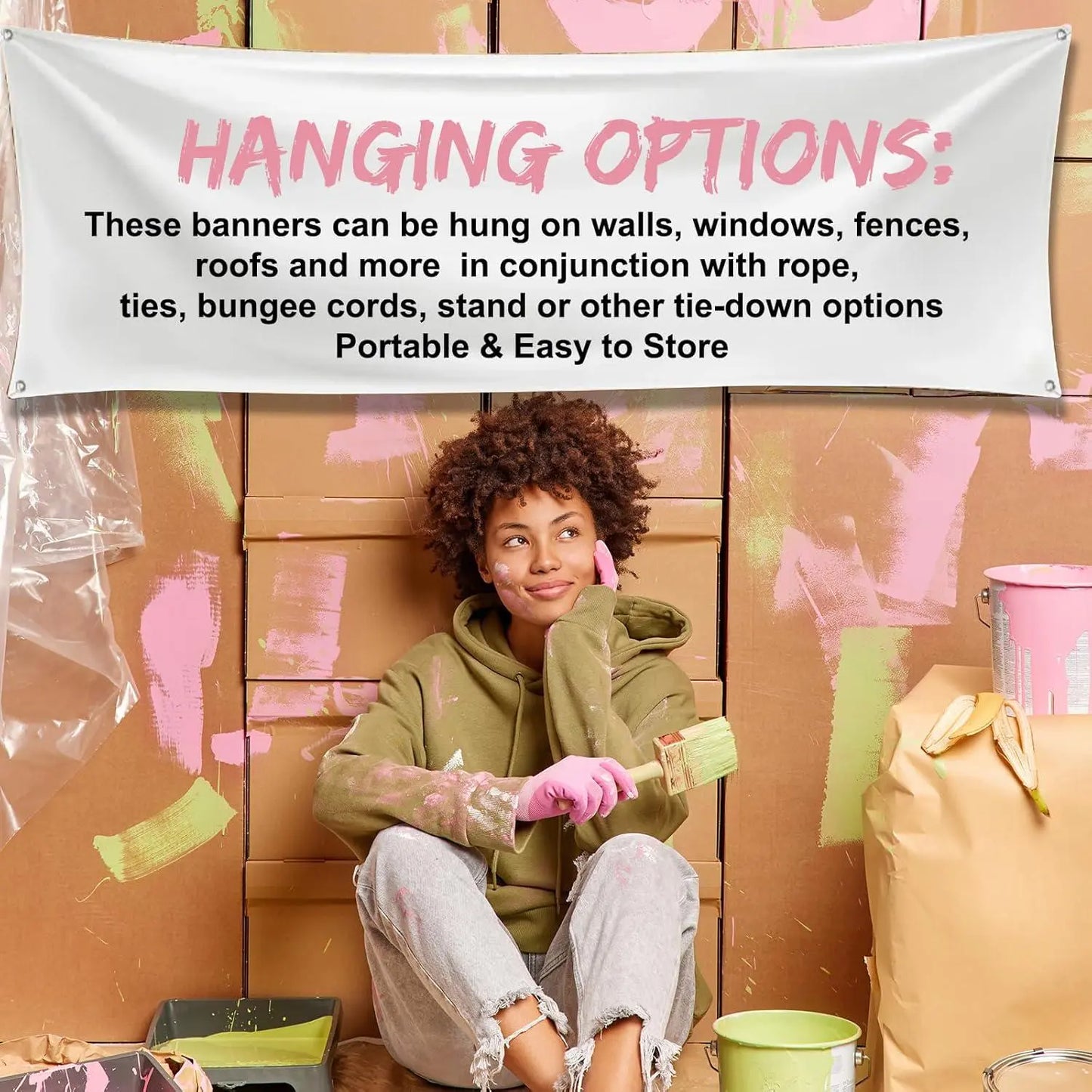 Blank Vinyl Plain Banner Waterproof better than Polyester DIY PVC Flex Schools Home Office Store Advertising Indoor Outdoor (2X2 feet (HXW)) Image Matters Group