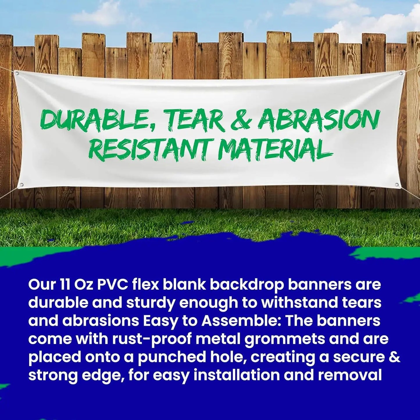 Blank Vinyl Plain Banner Waterproof better than Polyester DIY PVC Flex Schools Home Office Store Advertising Indoor Outdoor (2X2 feet (HXW)) Image Matters Group