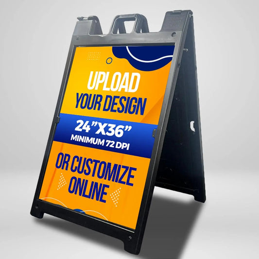 Generic Customizable A Frame Sign Deluxe 24x36"" 2 sides READY IN 1 DAY Waterproof Signicade Sandwich Board for Sidewalks and Outdoor Advertising (Black)