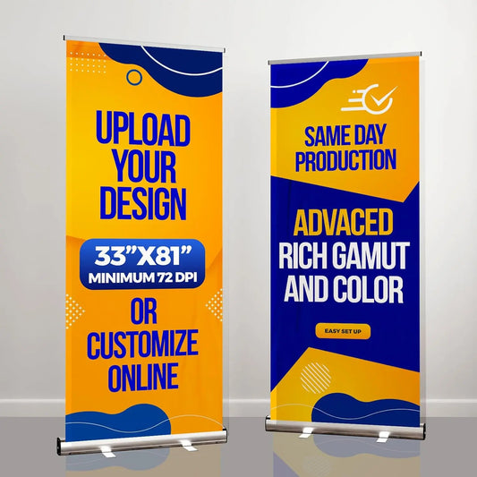 Generic Custom Roll up Banner 24hr Production Portable & Personalized Display with travel case for Business and Trade Shows Advertising and Promotion, White