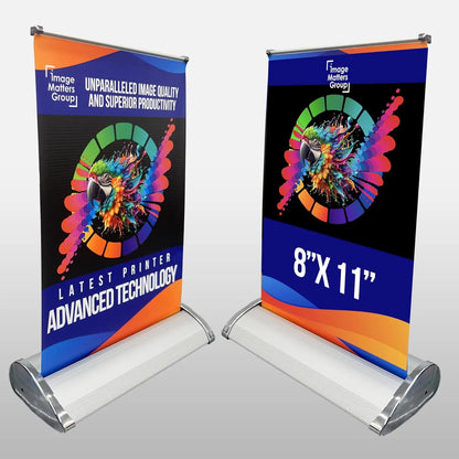 Custom Banner Retractable Banner 8x11 READY IN 24HRS Personalized Stand Roll Up with Travel Case for Business and Trade Shows (8x11 inches)
