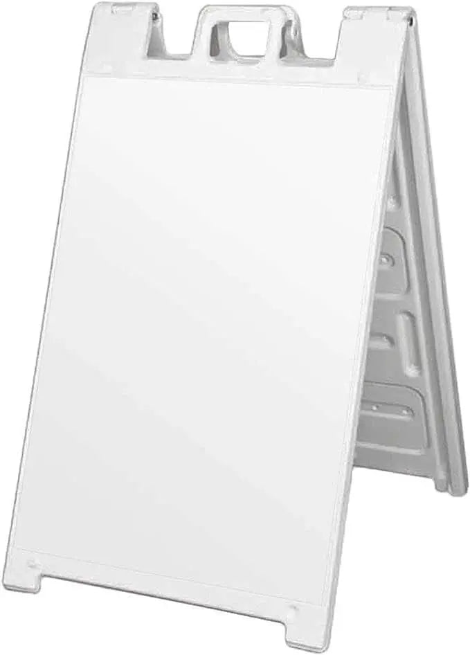 White Plasticade Signicade Standard 24x36  Only Frame, A Frame Sidewalk,  Curb Sign, Double Sided Display with Quick Change System. Image Matters Group